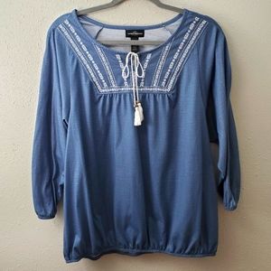 Karen Brooks Womens Long Sleeve Blue Blouse size Large